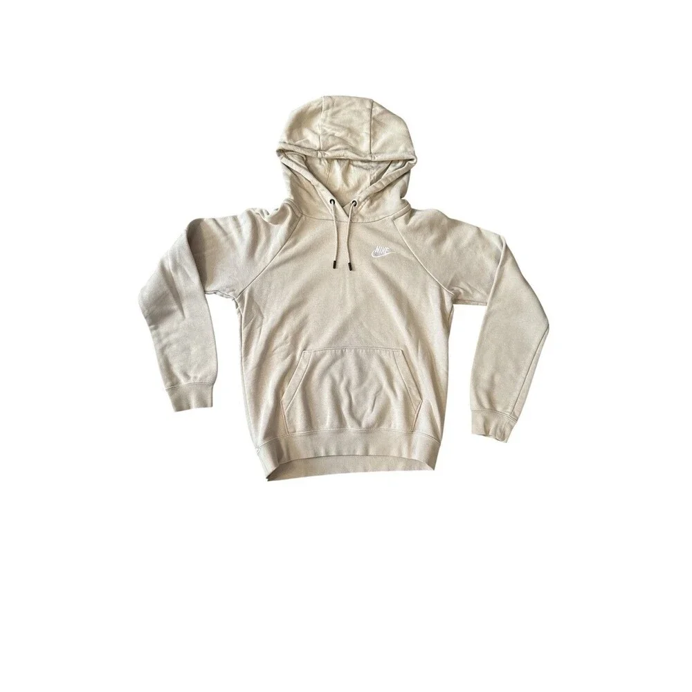 Nike Club Fleece Hoodie Men Sz XS Tan Pullover DR6173-206 Logo Minimalist Swoosh